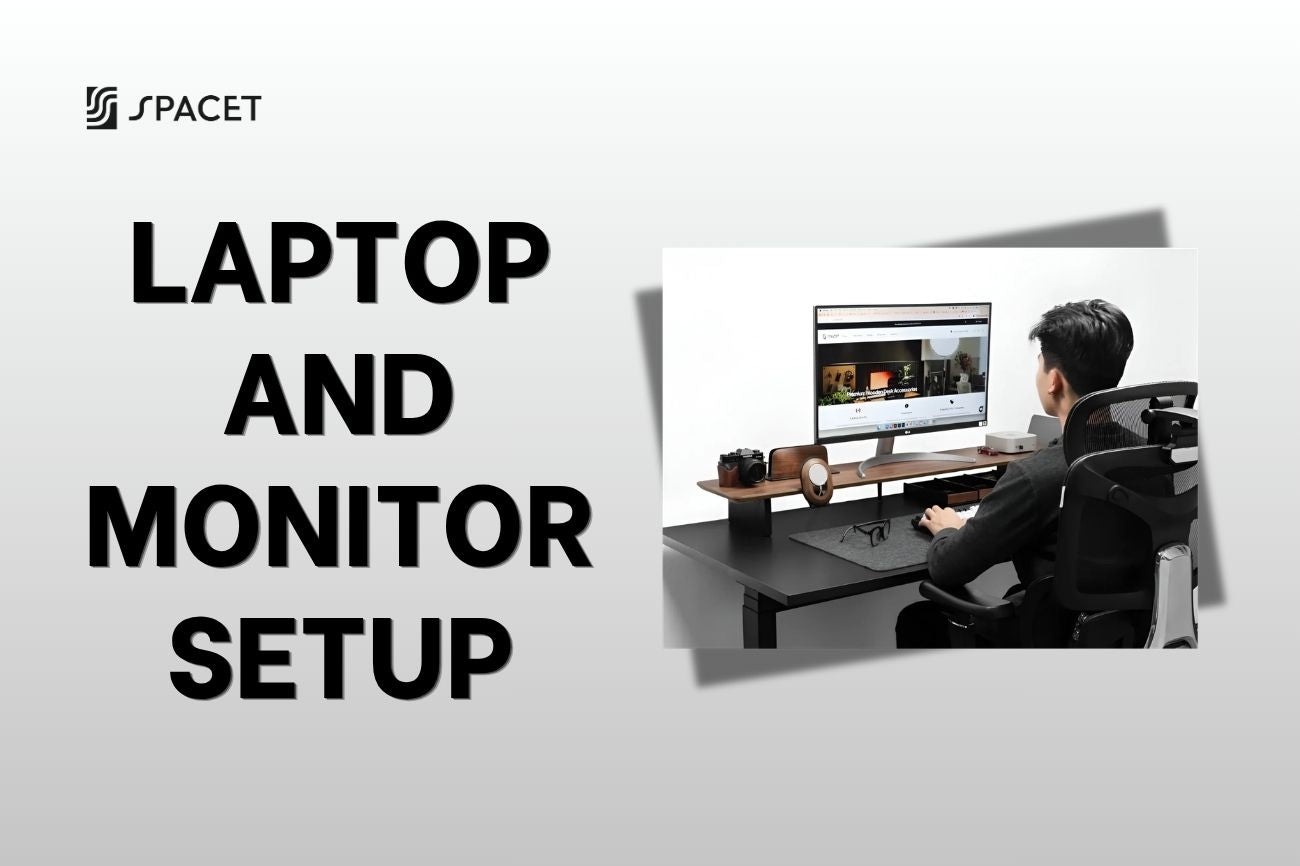 laptop and monitor setup